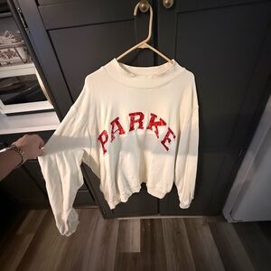 Ivory Sweater with Red Lettering